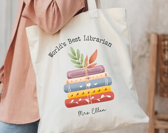 Personalisierte Bibliothekar Tote, Baumwoll Segeltuch Buch Tasche, Lehrer Geschenk