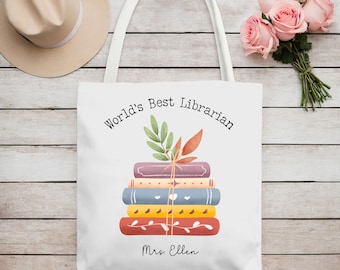 Personalisierte Bibliothekar Tragetasche, individueller Name, Lehrer Geschenk