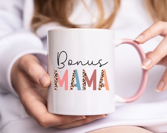 Bonus Mama Kaffeetasse, Leopardenmuster Buchstaben, Muttertagsgeschenk
