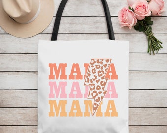 Torba typu tote Mama z nadrukiem w panterkę, prezent na Dzień Matki