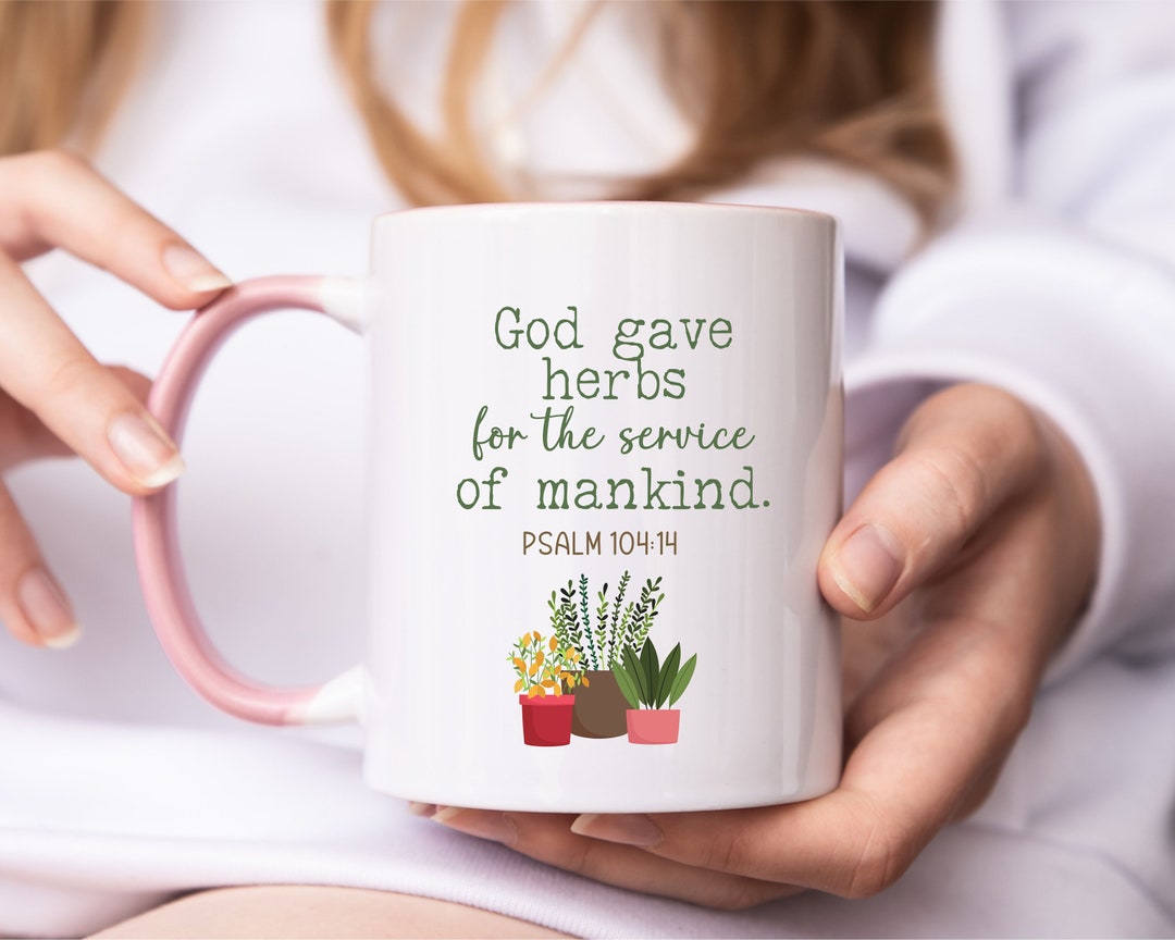 Psalm Scripture Ceramic Coffee Mug, Healing Herbs Design - Etsy