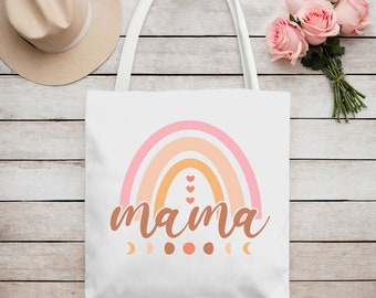 Mama Regenbogen Mond Phasen Tragetasche, Geschenk Muttertag