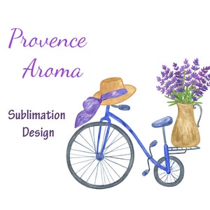 Lavender vase, bike printable clipart, Provence watercolor sublimation floral illustration, instant download PNG (032)