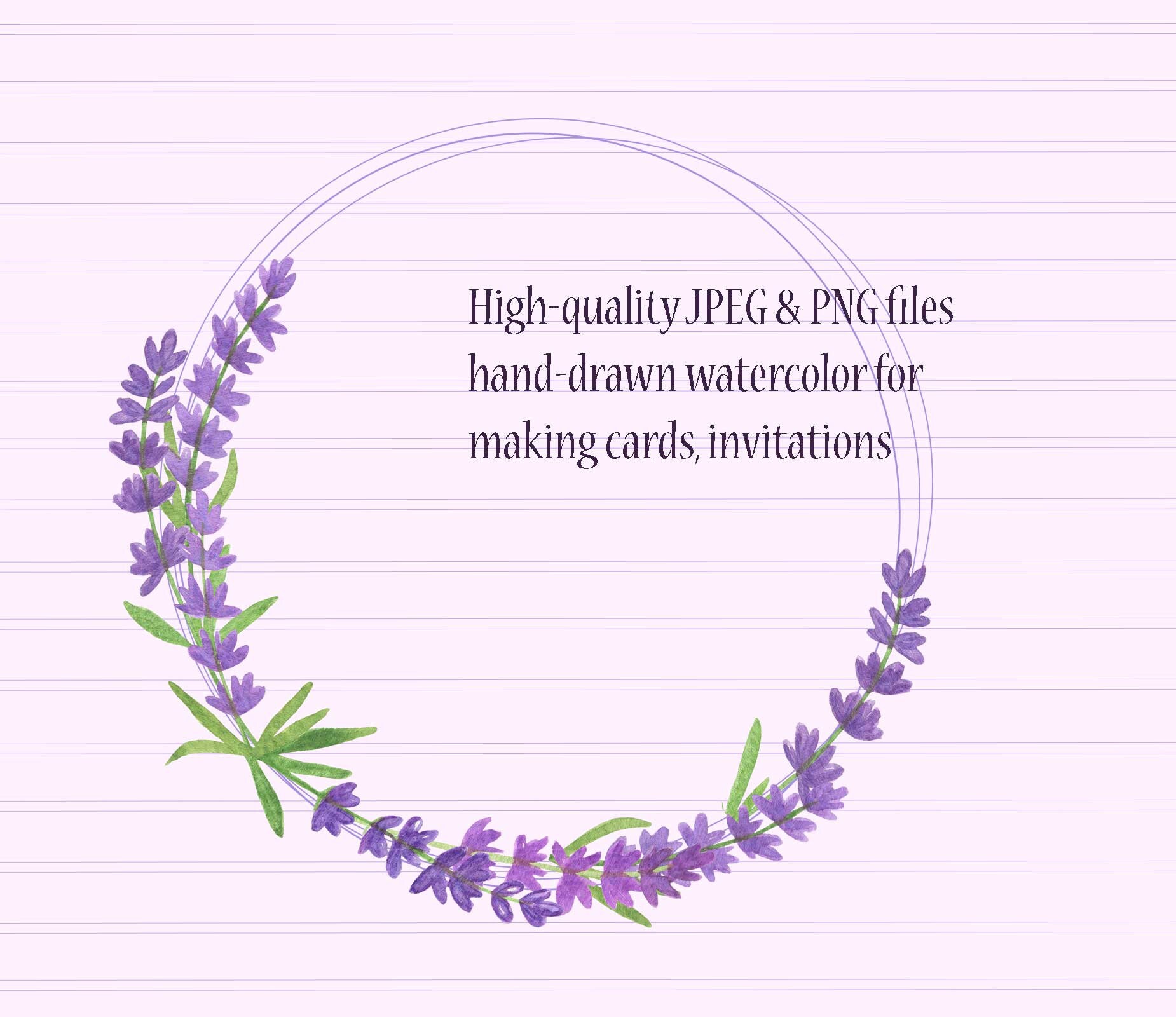 Lavender Flowers Watercolor Clipart Frames and Wreaths, Floral Digital ...