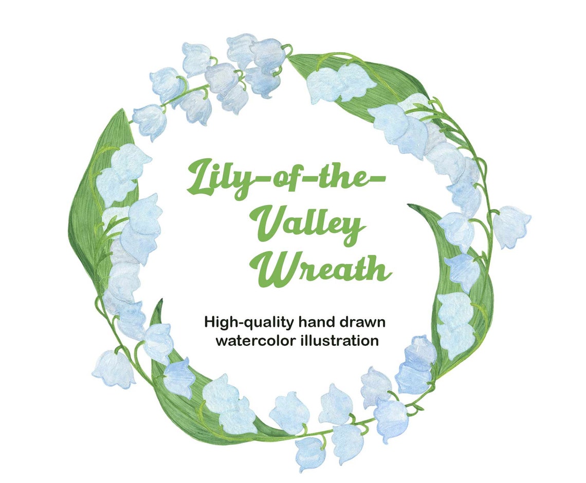 Lily of the Valley Flowers Wreath Watercolor Clipart, Floral ...