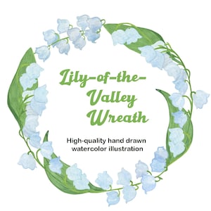 Lily of the Valley Flowers Wreath Watercolor clipart, floral composition for wedding decor, invitations, greeting cards, scrapbooking
