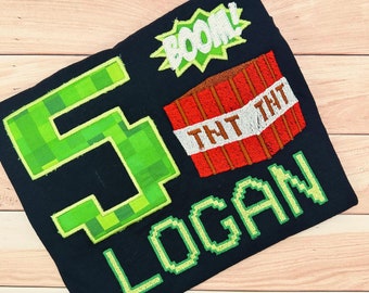 Video Gamer Personalized Embroidered Number Birthday Shirt- Gamer Shirt-Boy Birthday Shirt- Boom TNT