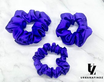 Handmade Silky Purple Satin Scrunchies: Hair Accessories
