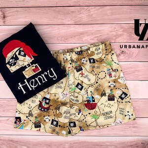 Cumpleaños de barco pirata bordado personalizado, camisa de bordado pirata, traje de pirata para niños, camisa pirata aplique