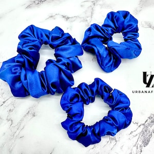 Silky Royal Blue Satin Scrunchies| Silk Scrunchies| Hair Accessories| Ponytail Scrunchies |Handmade Scrunchies