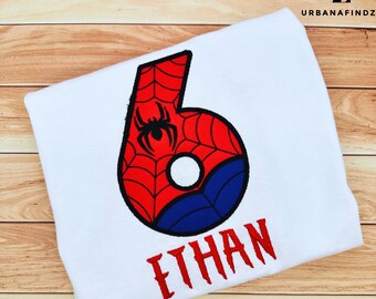 Spider Boy Personalized Embroidery Birthday Shirt