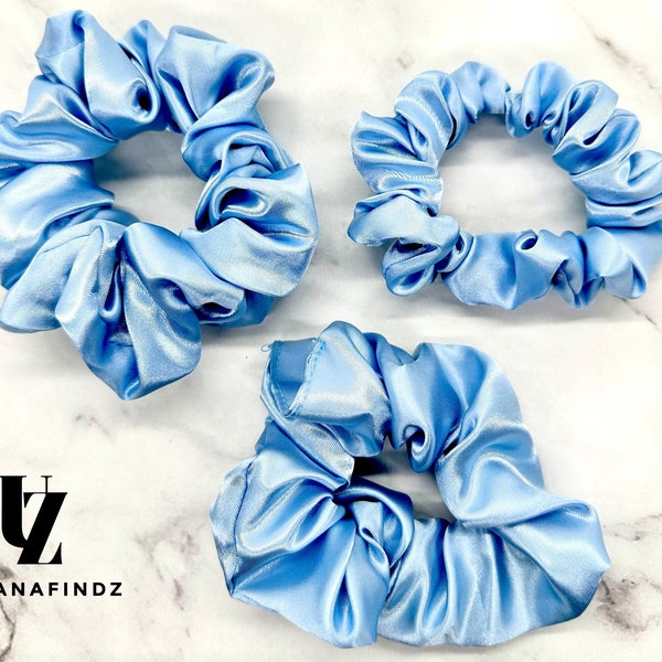 Silky Light Blue Satin Scrunchies| Silk Scrunchies| Hair Accessories| Ponytail Scrunchies |Handmade Scrunchies