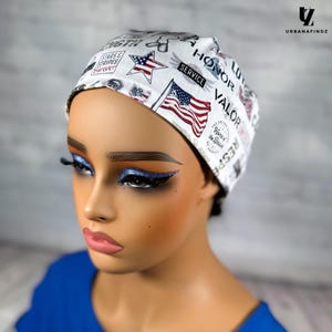 Patriotic Scrub Hat for Women & Men | USA Military Surgical Cap | Handmade Nurse Hat | Veteran Scrub Hat Gift