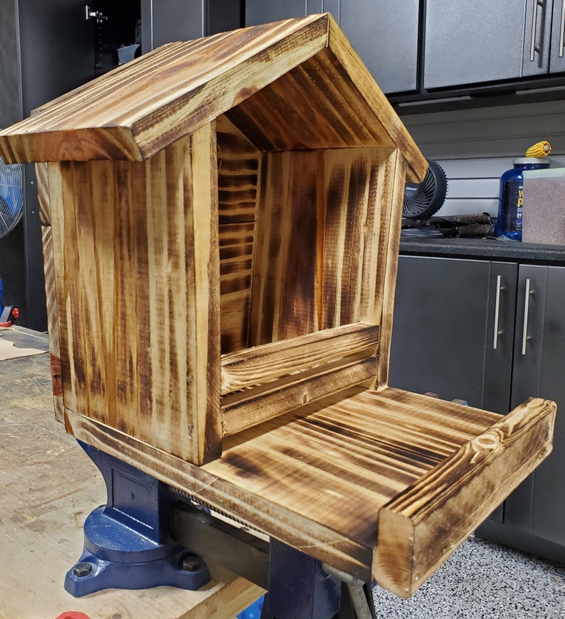 Large Handmade Dove House with Feeding Platform and Torched Finish. Sealed and Waterproofed. image 3