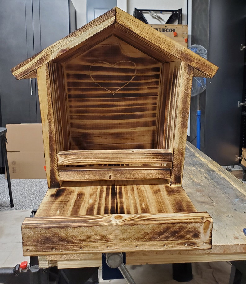 Large Handmade Dove House with Feeding Platform and Torched Finish. Sealed and Waterproofed. image 1