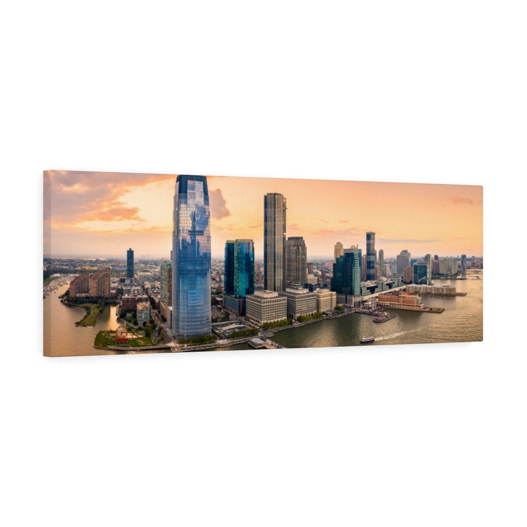 Jersey City New Jersey Canvas Pano Print, Jersey City Home Decor