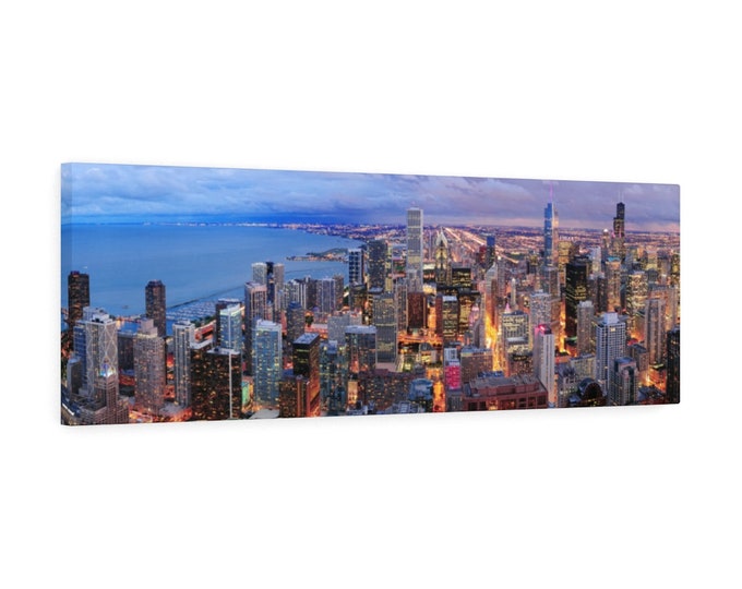 Chicago Skyline Panoramic Canvas Pano Print, Chicago Illinois, Gifts