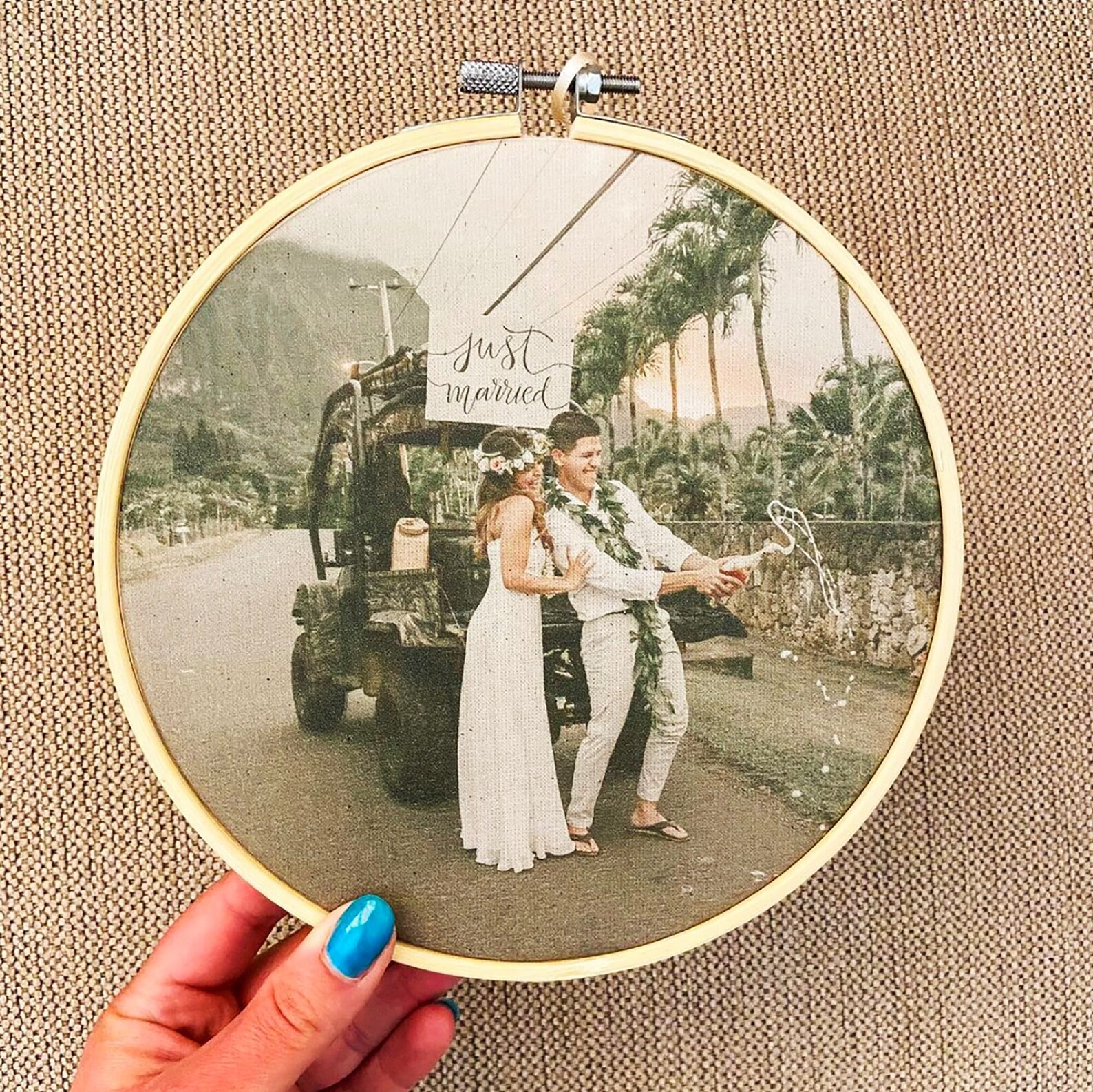 Cotton Wedding Anniversary Gift Photo Embroidery Hoop Gift Etsy UK
