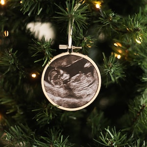 Baby Scan Christmas Tree Decoration, Scan Photo Embroidery Hoop, Baby Scan Ornament, Baby Scan Gift
