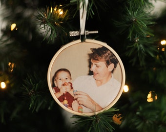 Remembrance Photo Christmas Tree Decoration, Remembrance Embroidery Hoop, Remembering Loved Ones Ornament