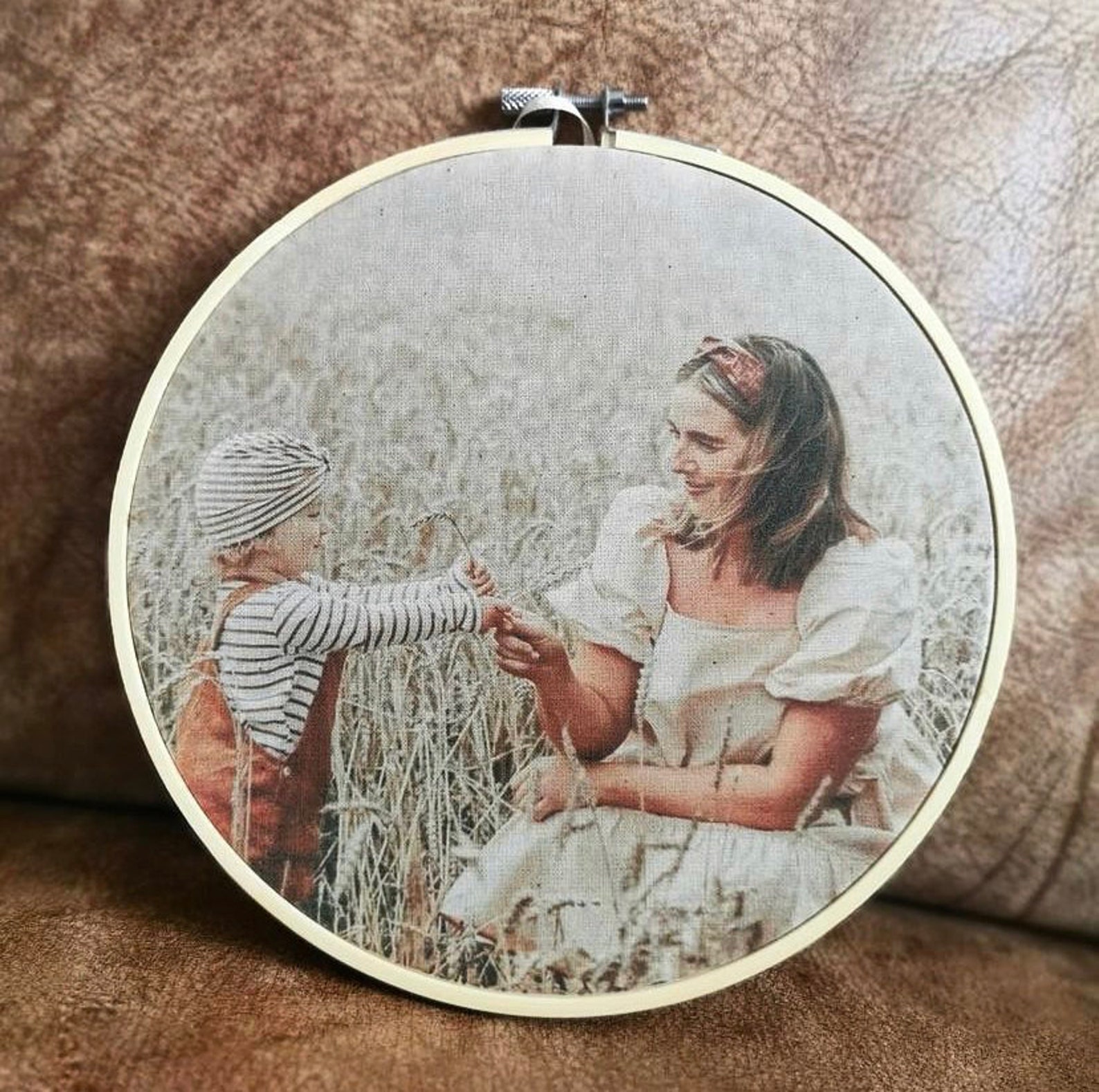 Mother and daughter photo embroidery hoop 7x7  etsy Mother and daughter photo embroidery hoop 7x7  etsy