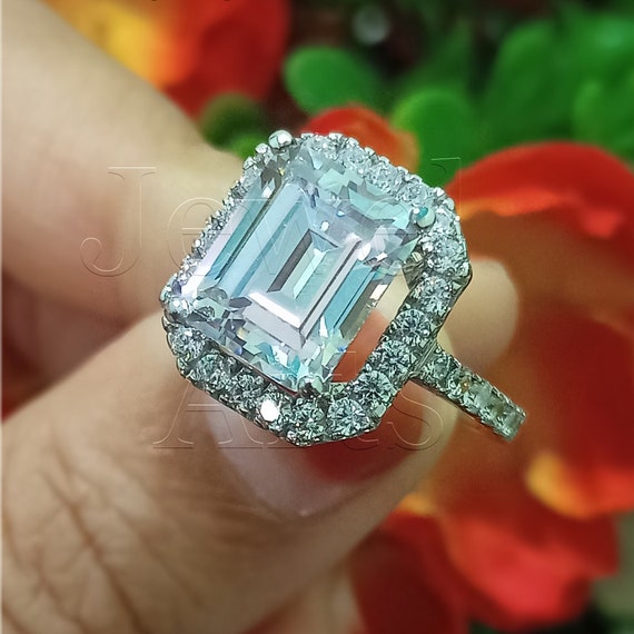 Emerald cut 2024 simulated diamond ring