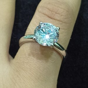 3 Ct Solitaire Engagement Ring. Brilliant Round Cut Promise Ring. Solitaire Ring Diamond Simulant. Bridal Ring 14k White Gold Finish Silver
