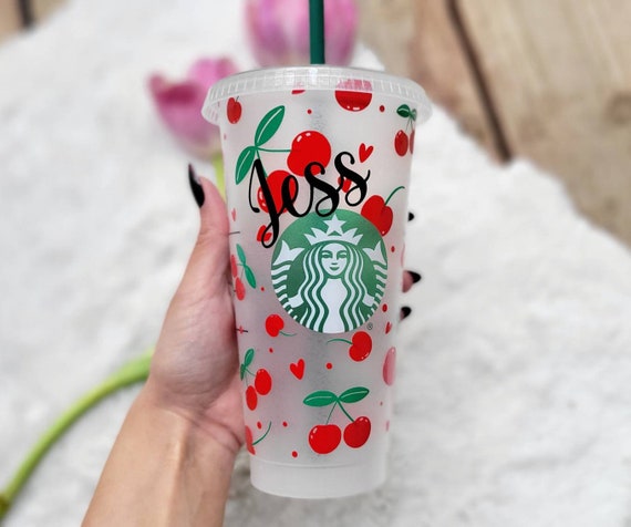 Cute Cherry Starbucks Cup / Cherries Tumbler Cup / Girlfriend Gift / Gift  for Her / Mom Gift / Iced Coffee Cup / Fun Gift / Coffee Gift 