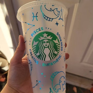 Pisces Zodiac Sign Cold Cup | Star Sign Starbucks Cup | Zodiac Venti Cold Cup | Pisces Coffee Cup |  Birthday Gift | Gift for her