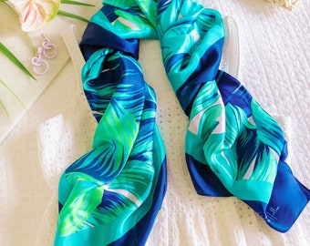 Classic Banana Leaves 100% Silk Scarf