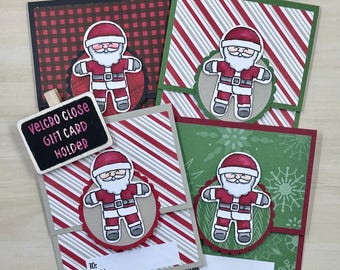 Juego de porta tarjetas de regalo de Papá Noel hecho a mano: porta billetes navideños, relleno para calcetines navideños