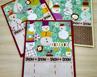 Tarjeta con temática invernal, Tarjeta de muñeco de nieve, Juego de tarjetas en blanco, Tarjeta hecha a mano