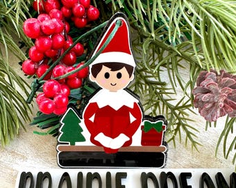 Adorno de elfo, adorno de elfo sentado, adorno hecho a mano, Navidad 2025