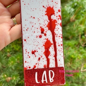 Lab Badge Buddy, MLT, MLS, Phlebotomist, Lab Week Gift, Vertical ID badge, Horizontal Badge, National Lab Week, Blood Splatter, Epoxy Free