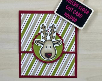 Juego de 6 porta tarjetas de regalo navideños hechos a mano, porta billetes con cara de reno, para rellenar calcetines, envoltorio de regalo