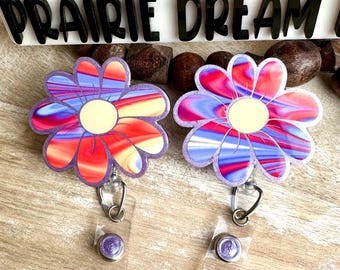 Carrete de insignias Whimsical Daisy: Lila brillante no tóxico