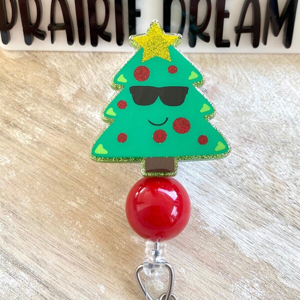 Christmas Tree Badge Reel, Whimsical Winter Badge Reel, Nurse, Teacher Badge Reel, Health Care Worker, Bubblegum Bead