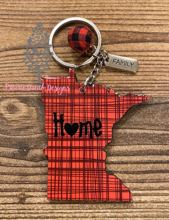 Minnesota Acrylic Keychain MN Keychain MN Home Keychain Etsy