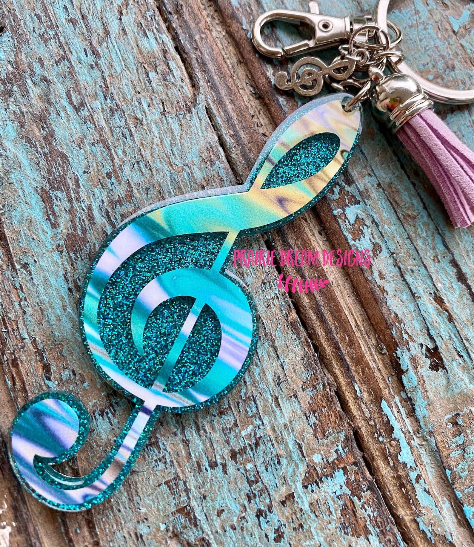 Treble Clef Acrylic Keychain Music Keychain Music Note Etsy