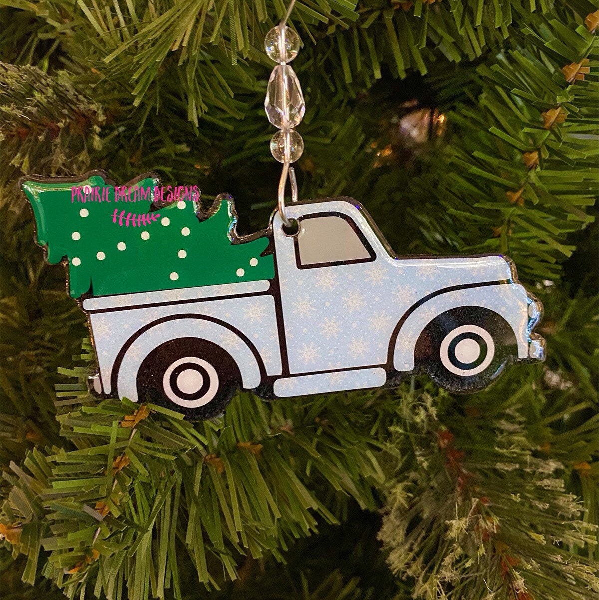 Blue Truck Christmas Ornament 