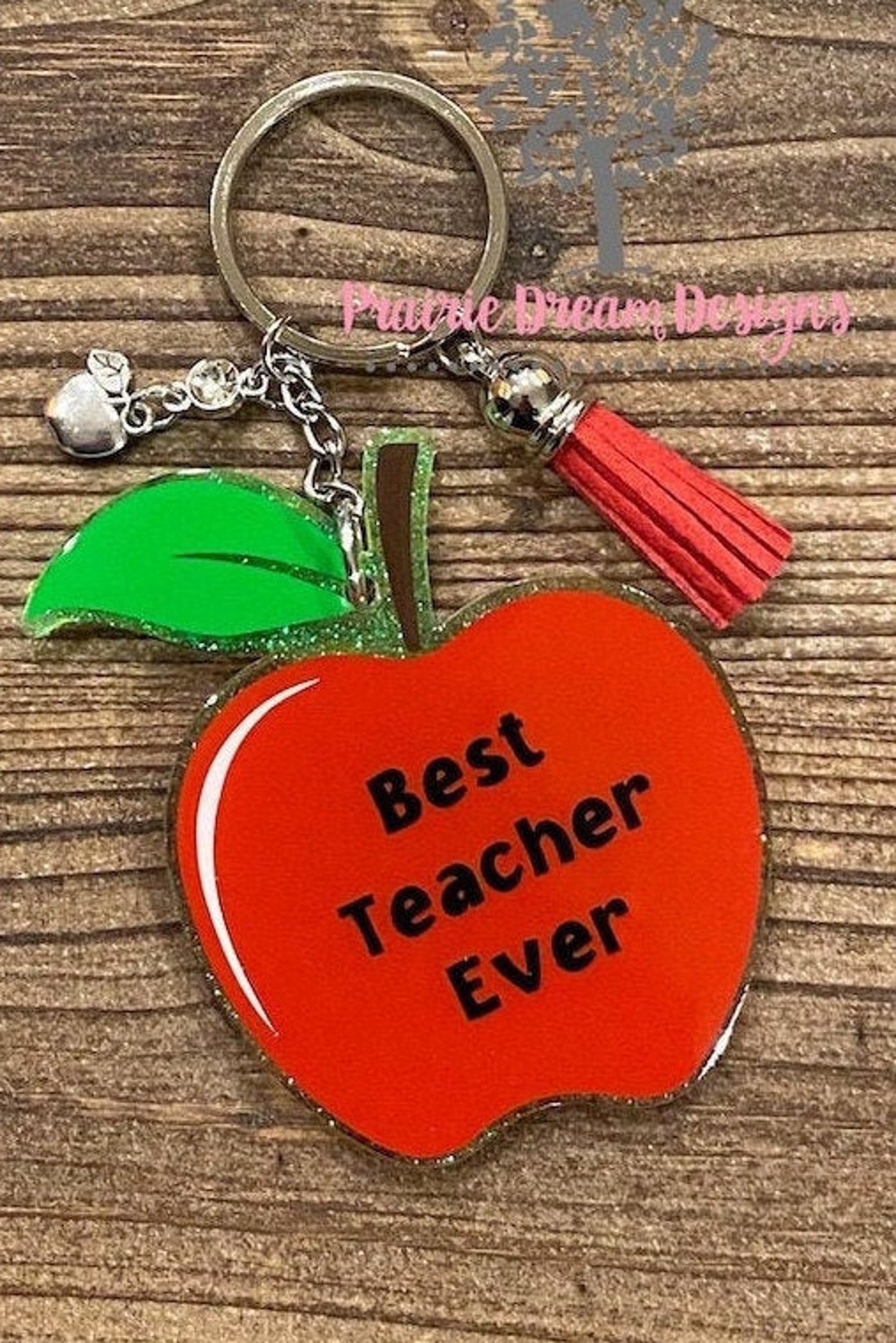 Apple Acrylic Keychain Teacher Keychain Fruit Keychain Etsy