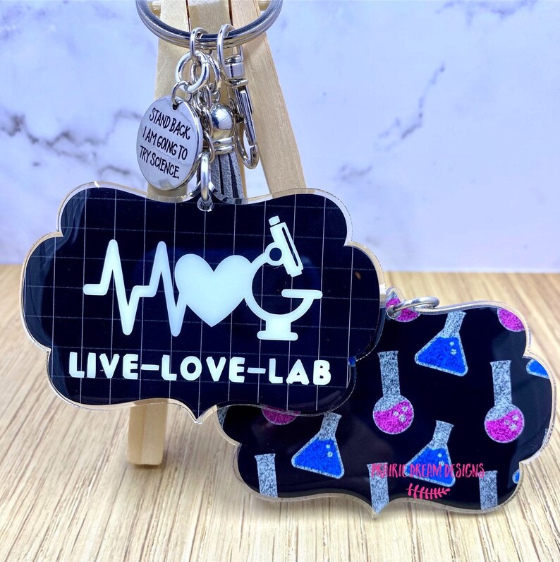 Lab Week Gift Live Love Lab Keychain Lab Bag Tag Science Etsy