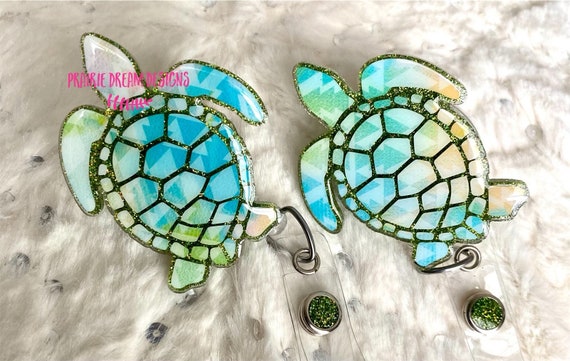 Sea Turtle Badge Reel, Tropical Honu, Watercolor Turtle, Retractable Badge  Holder, Acrylic Gifts 