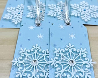 Etiquetas de regalo con forma de copo de nieve, hechas a mano, juego de 8: temática invernal, etiquetas de regalo navideñas