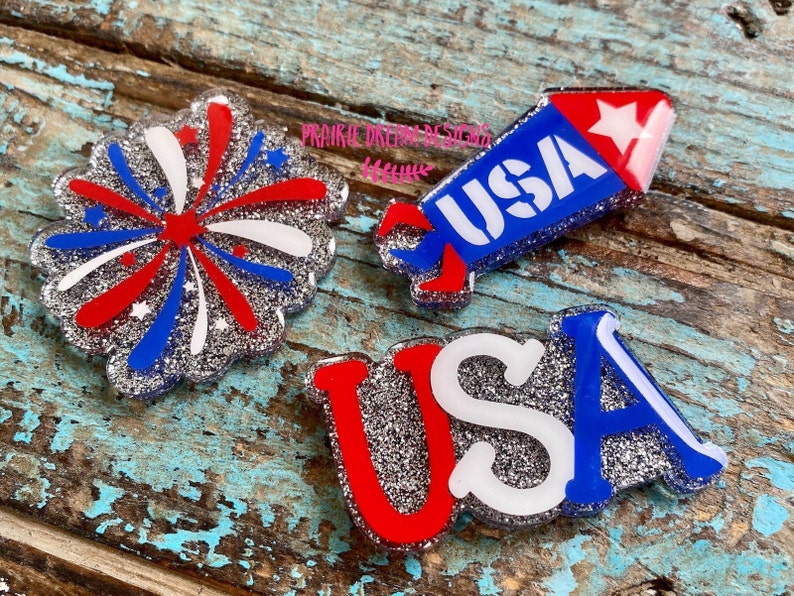 Acrylic magnets Magnet set Patriotic Magnets--Set of 3