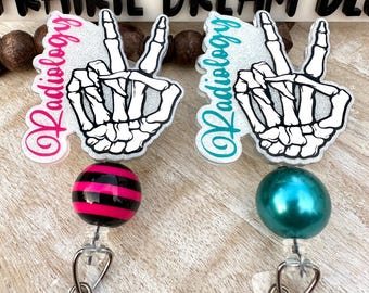 Porta credencial de esqueleto de radiología Peace, porta identificación médica