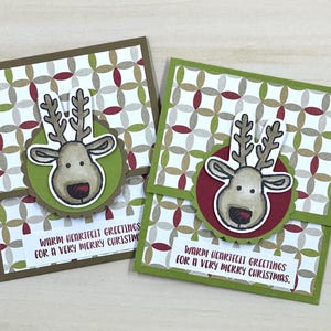 Handmade Christmas Gift Card Holder-set of 2, Reindeer Face Money Holder, Stocking Stuffer, Gift Packaging