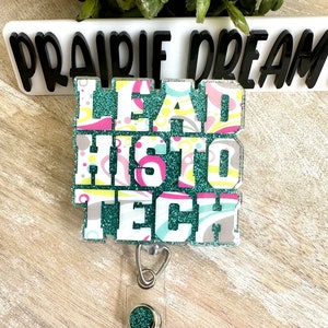 Lead Histo Tech Badge Reel: Glitter Medical Laboratory Alligator Clip