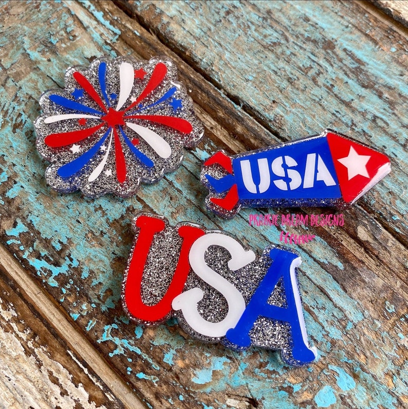 Acrylic magnets Magnet set Patriotic Magnets--Set of 3