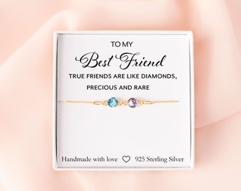Best Friend Bracelet, Two Birthstone Bracelet, Gift For Best Friend, Personalised Gift